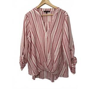 Always Indigo 2X Stripe Blouse